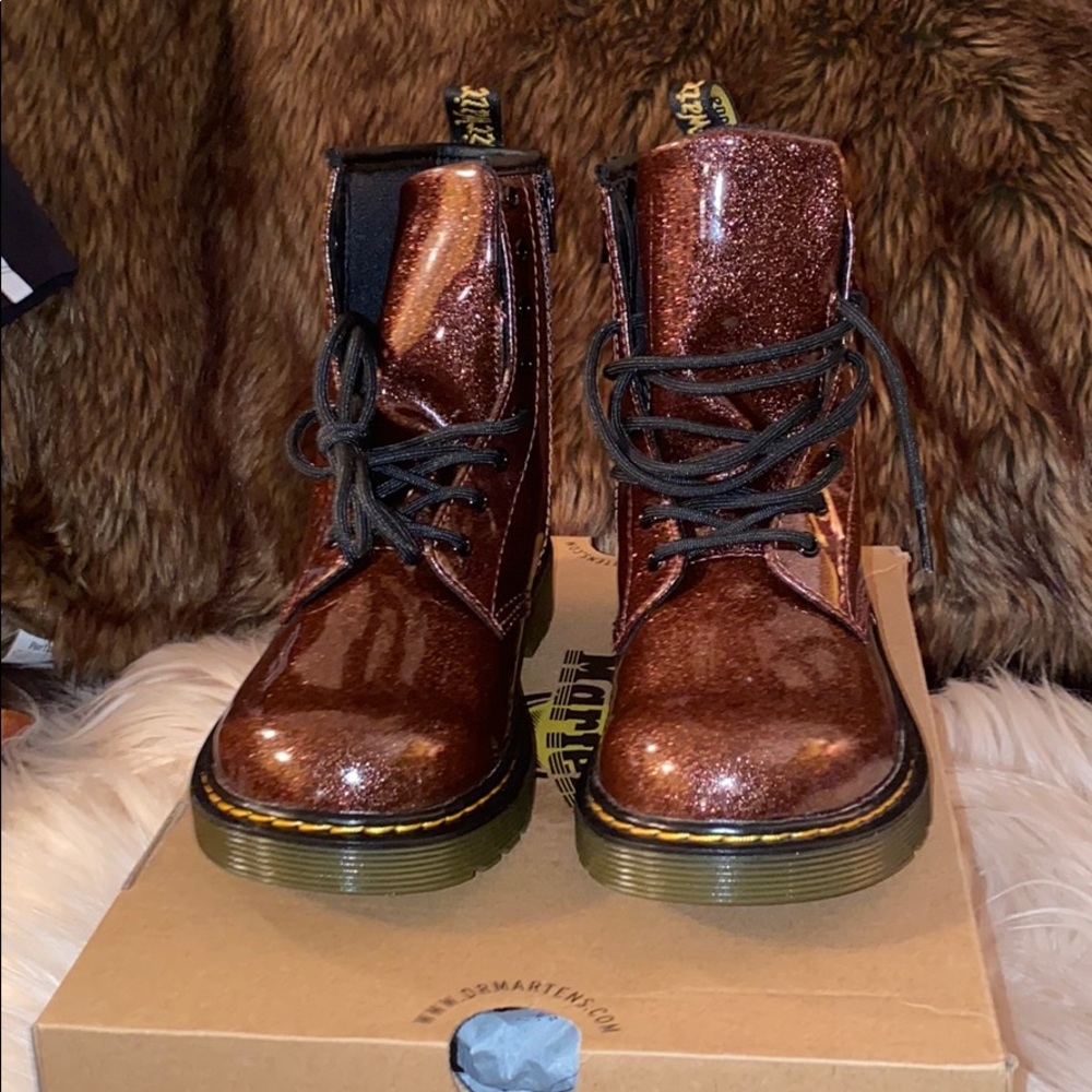 Dr Martens Rose Brown glittery boots size 6